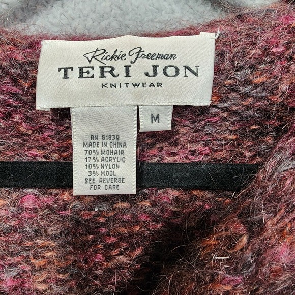 Rickie Freeman Teri Jon Nites Mohair Should Shaw Cardigan Sweater Medium Pink - Picture 2 of 5